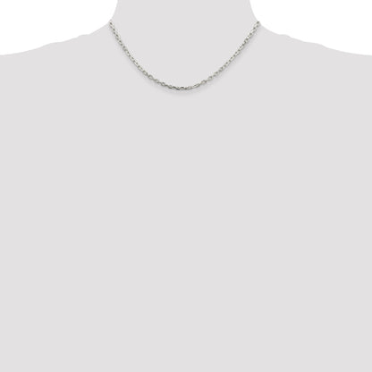 16 Inch Sterling Silver 3.25mm Beveled Oval Cable Chain Necklace