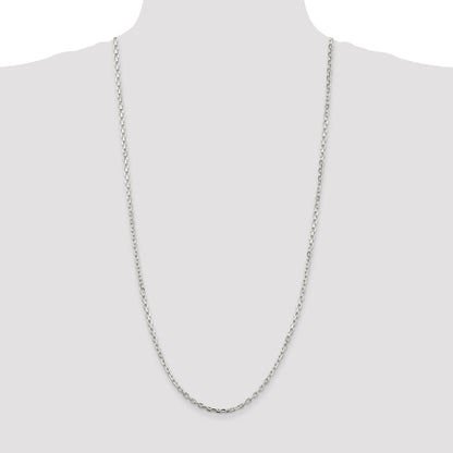 30 Inch Sterling Silver 3.25mm Beveled Oval Cable Chain Necklace