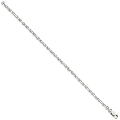 8 Inch Sterling Silver 3.25mm Beveled Oval Cable Chain Bracelet
