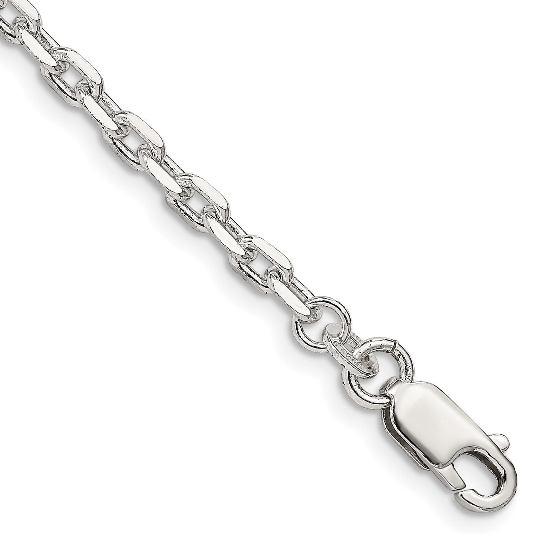 8 Inch Sterling Silver 3.25mm Beveled Oval Cable Chain Bracelet