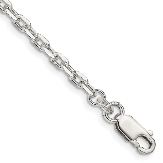 8 Inch Sterling Silver 3.25mm Beveled Oval Cable Chain Bracelet