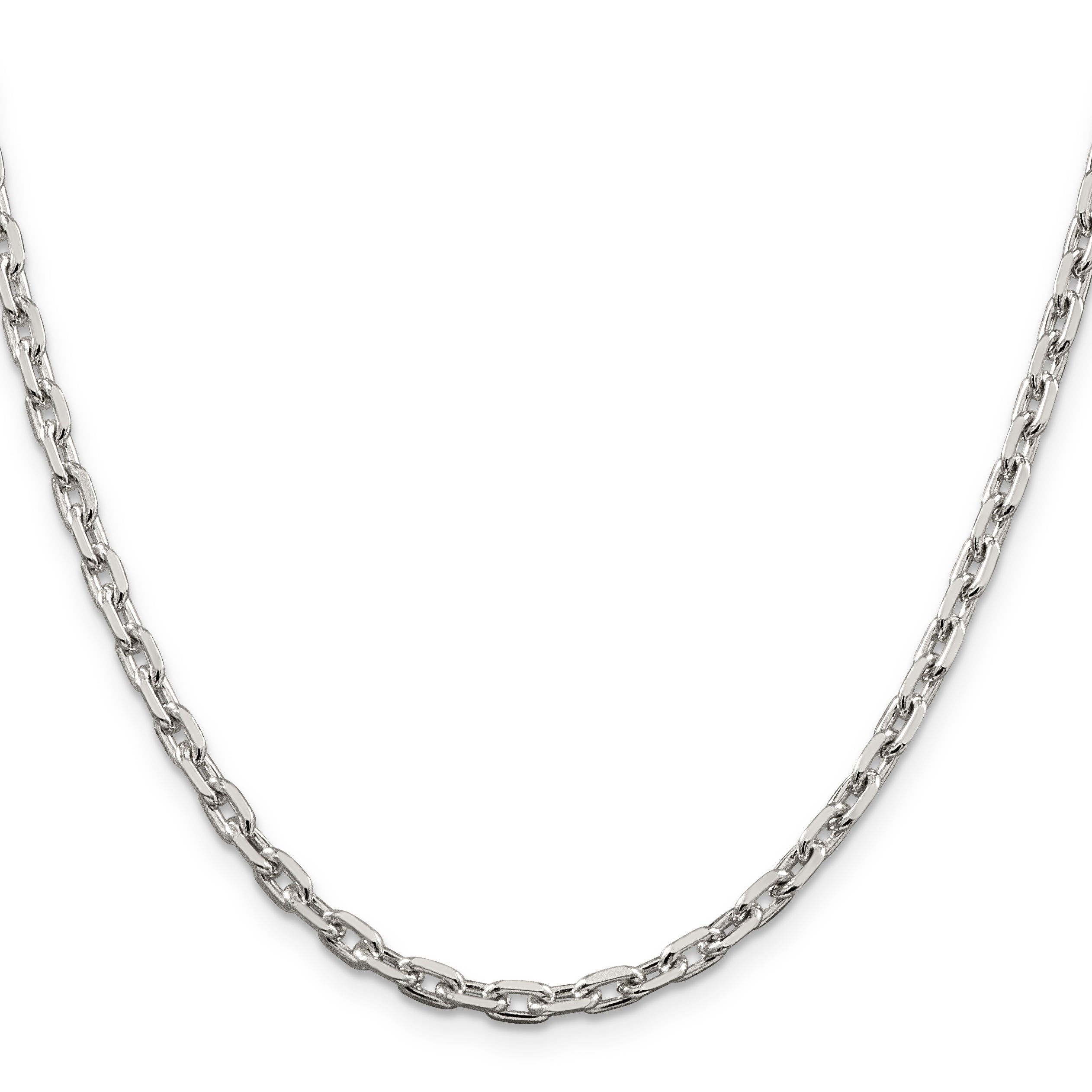 22 Inch Sterling Silver 3.95mm Beveled Oval Cable Chain Necklace