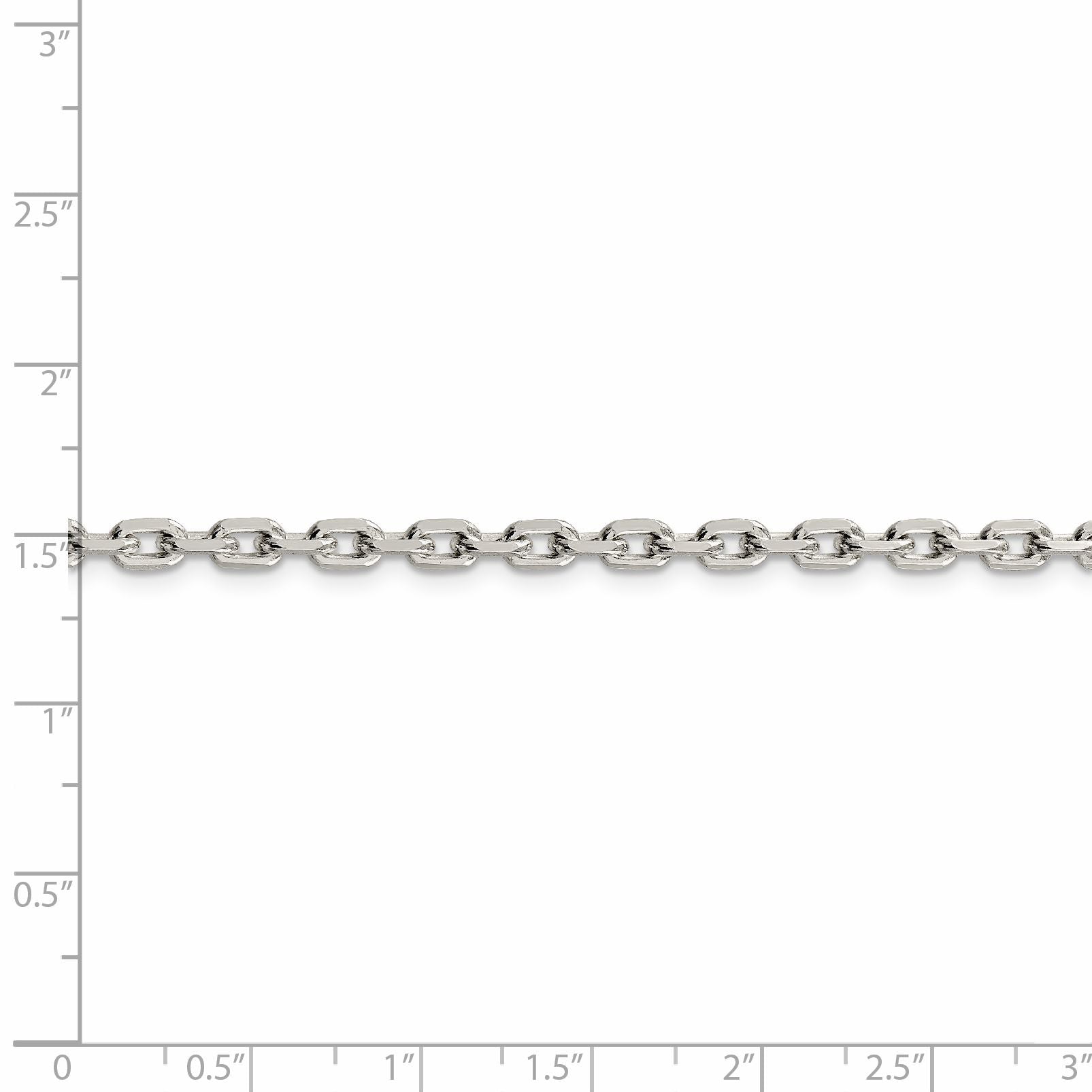 36 Inch Sterling Silver 3.95mm Beveled Oval Cable Chain Necklace