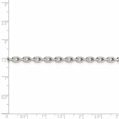 36 Inch Sterling Silver 3.95mm Beveled Oval Cable Chain Necklace