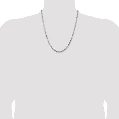 22 Inch Sterling Silver 3.95mm Beveled Oval Cable Chain Necklace