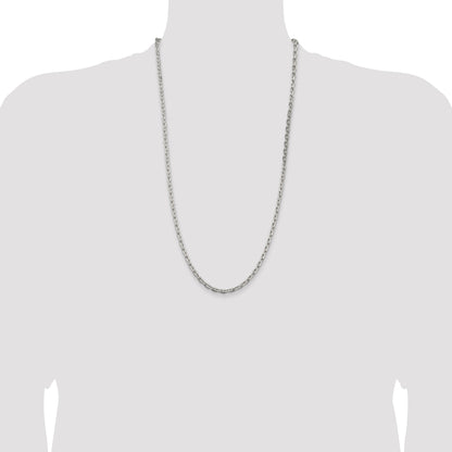 28 Inch Sterling Silver 3.95mm Beveled Oval Cable Chain Necklace