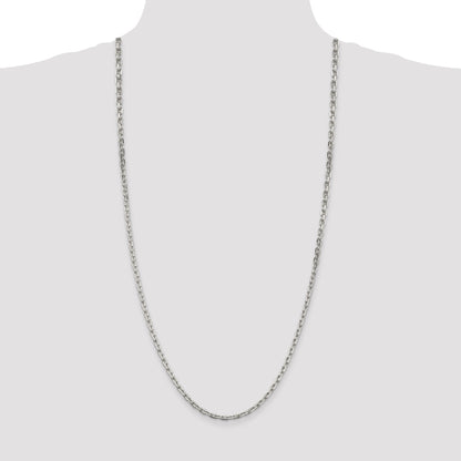 30 Inch Sterling Silver 3.95mm Beveled Oval Cable Chain Necklace