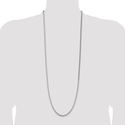 36 Inch Sterling Silver 3.95mm Beveled Oval Cable Chain Necklace