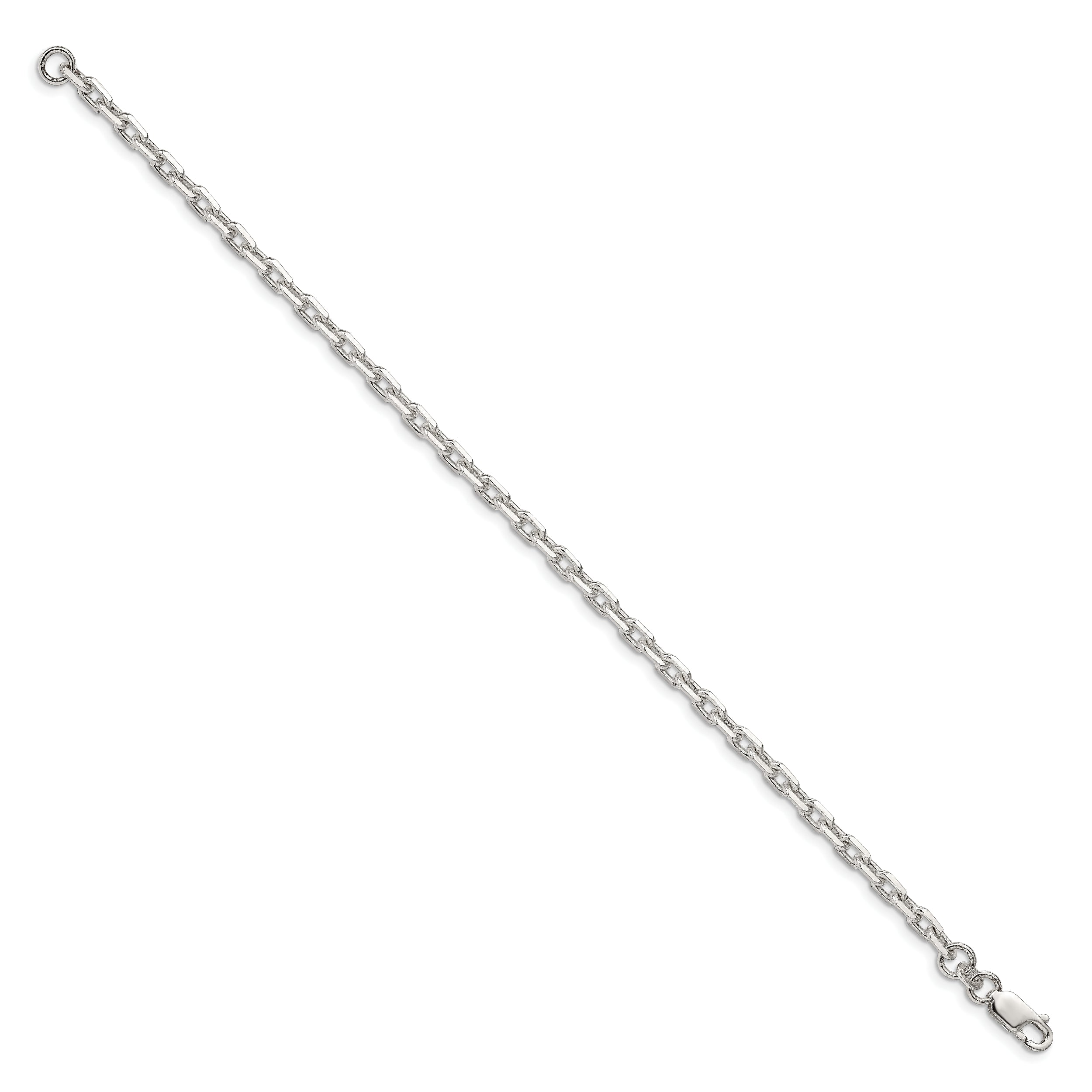 7 Inch Sterling Silver 3.95mm Beveled Oval Cable Chain Bracelet