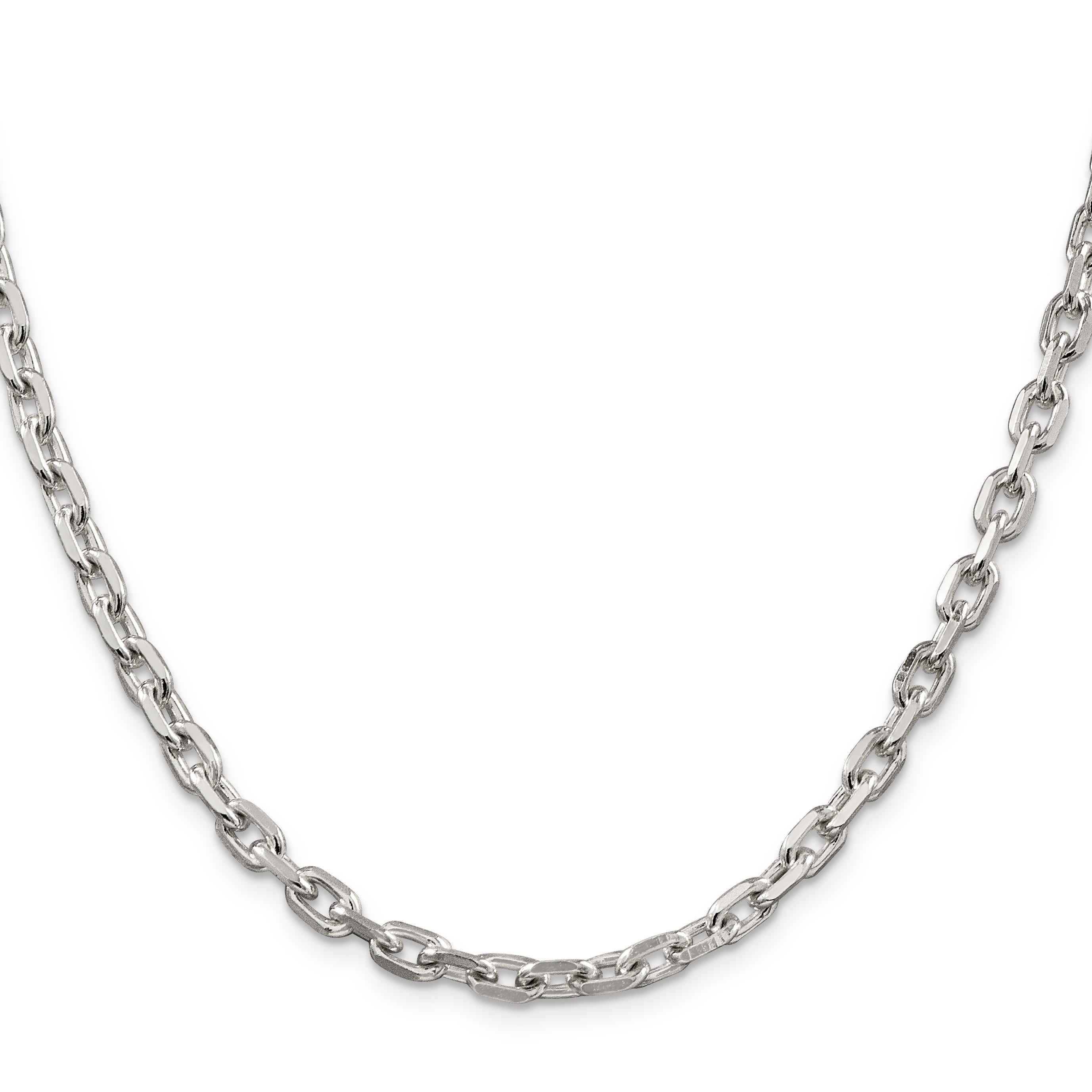 22 Inch Sterling Silver 4.9mm Beveled Oval Cable Chain Necklace