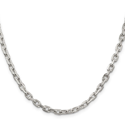 22 Inch Sterling Silver 4.9mm Beveled Oval Cable Chain Necklace
