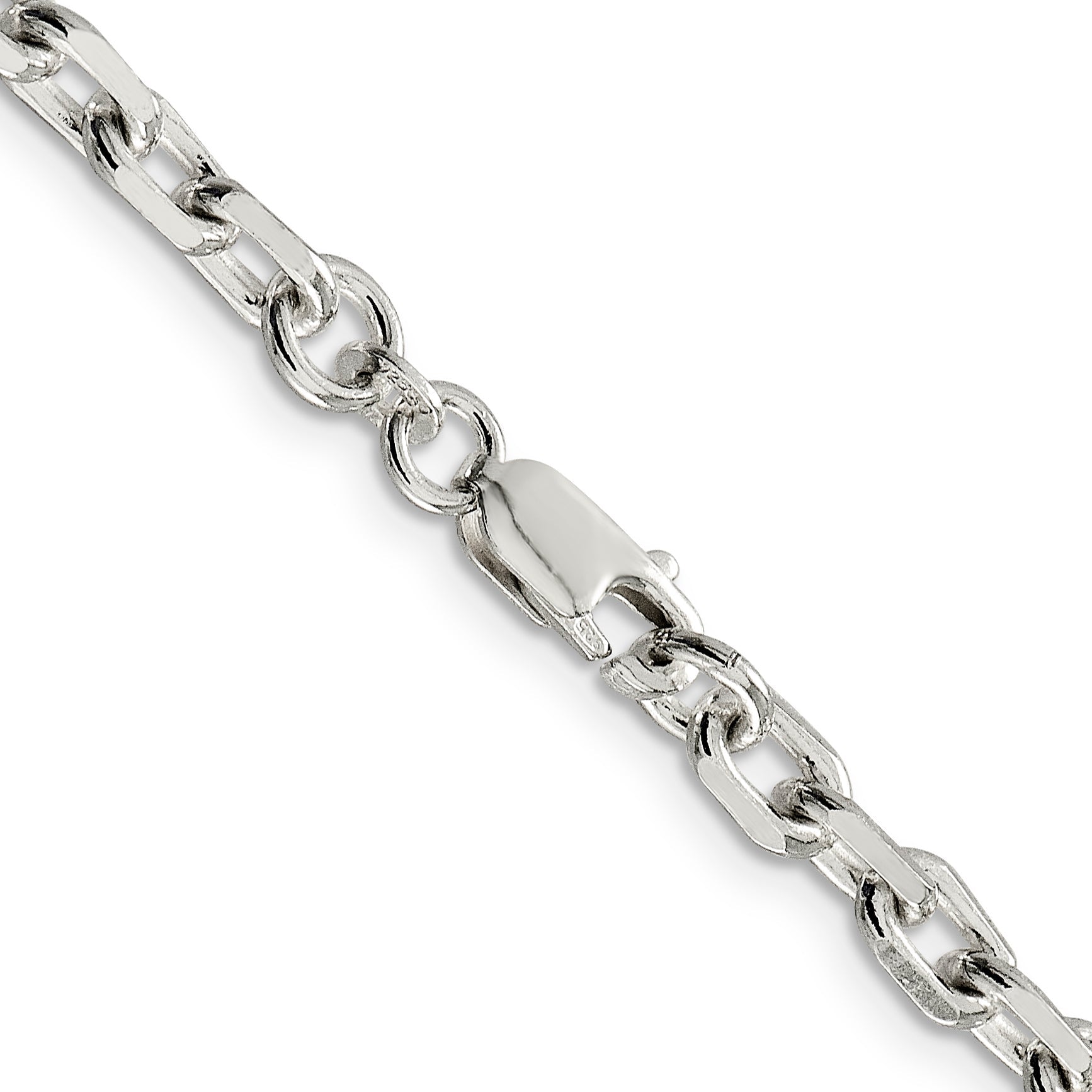 24 Inch Sterling Silver 4.9mm Beveled Oval Cable Chain Necklace