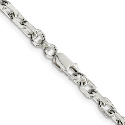 26 Inch Sterling Silver 4.9mm Beveled Oval Cable Chain Necklace