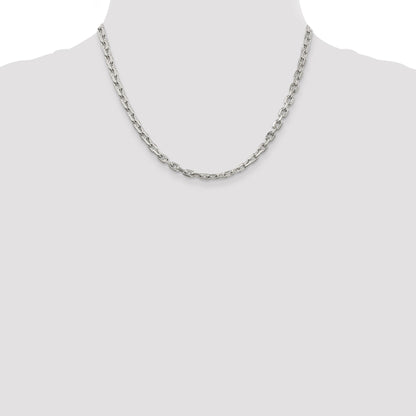 18 Inch Sterling Silver 4.9mm Beveled Oval Cable Chain Necklace