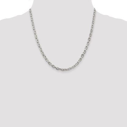 20 Inch Sterling Silver 4.9mm Beveled Oval Cable Chain Necklace