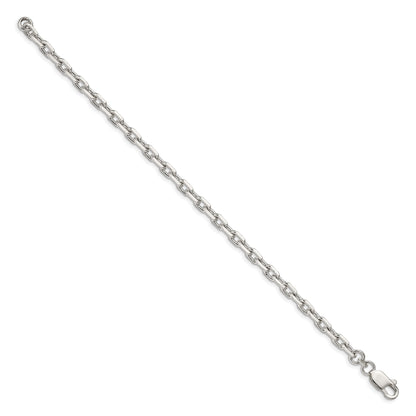 7 Inch Sterling Silver 4.9mm Beveled Oval Cable Chain Bracelet