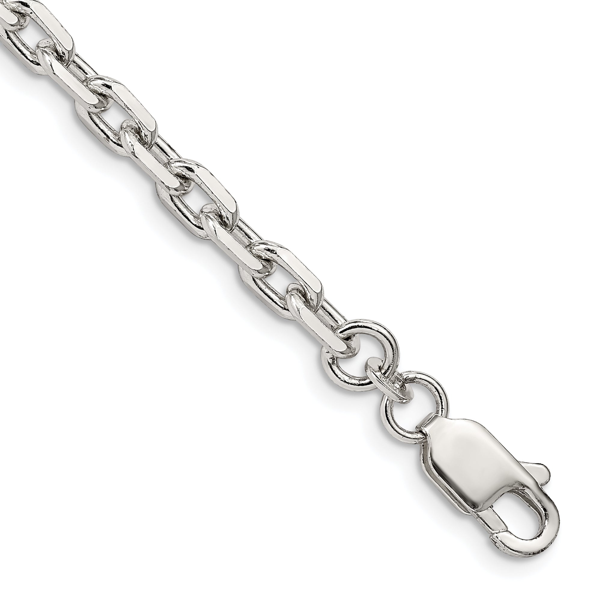 7 Inch Sterling Silver 4.9mm Beveled Oval Cable Chain Bracelet