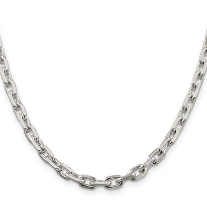 24 Inch Sterling Silver 5.4mm Beveled Oval Cable Chain Necklace