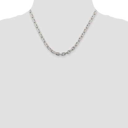 18 Inch Sterling Silver 5.4mm Beveled Oval Cable Chain Necklace