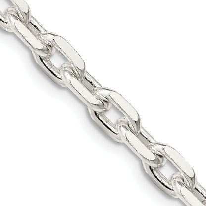 18 Inch Sterling Silver 5.4mm Beveled Oval Cable Chain Necklace