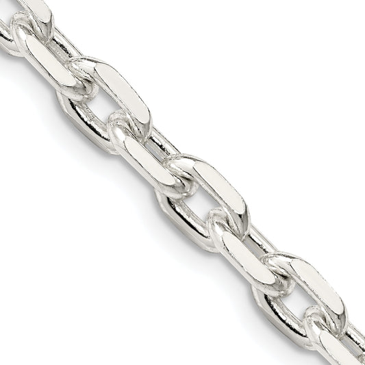 22 Inch Sterling Silver 5.4mm Beveled Oval Cable Chain Necklace