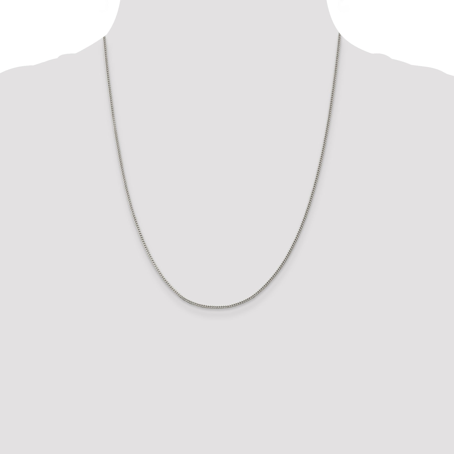 22 Inch Sterling Silver 1.5mm Curb Chain Necklace