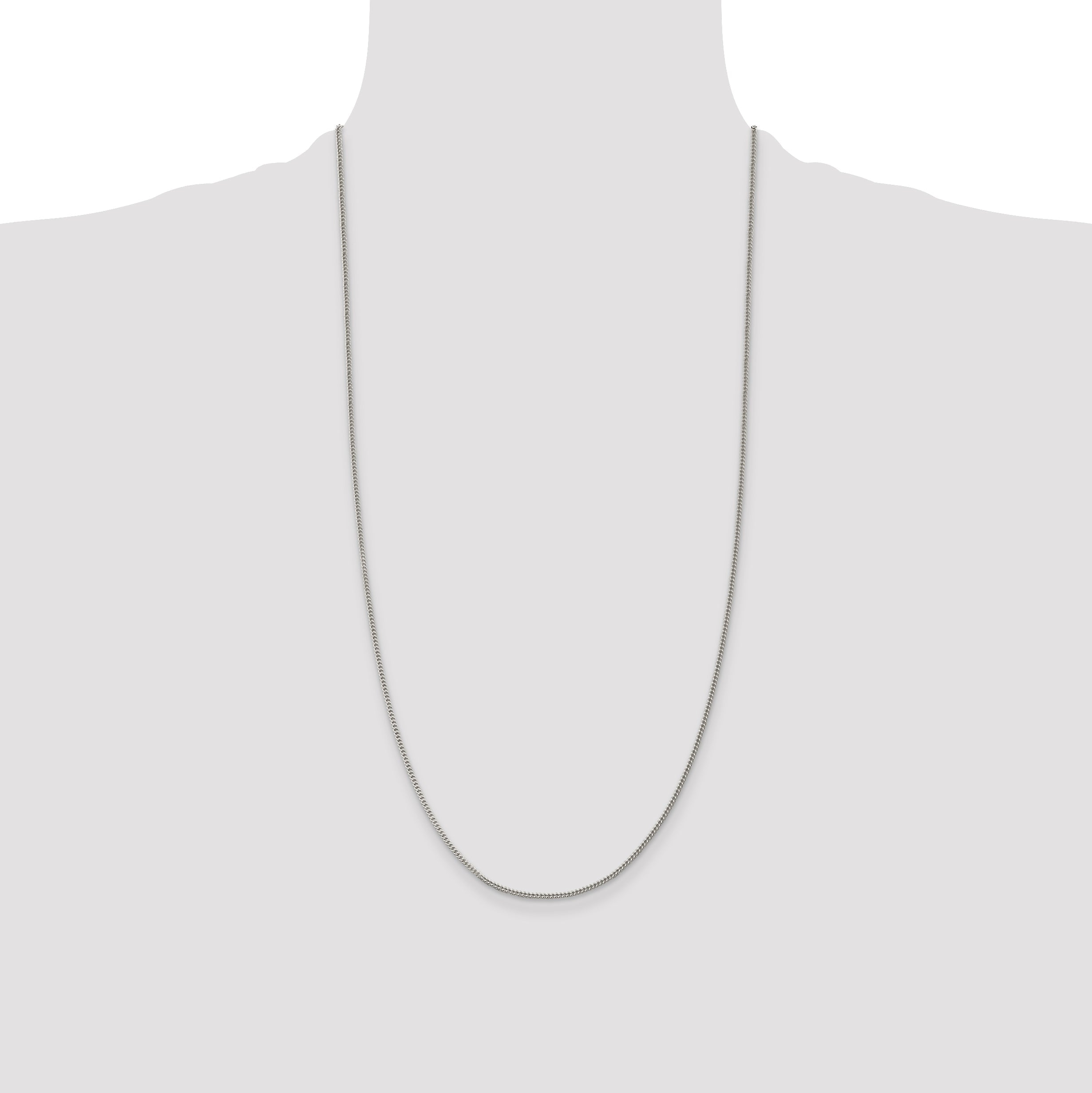 28 Inch Sterling Silver 1.5mm Curb Chain Necklace