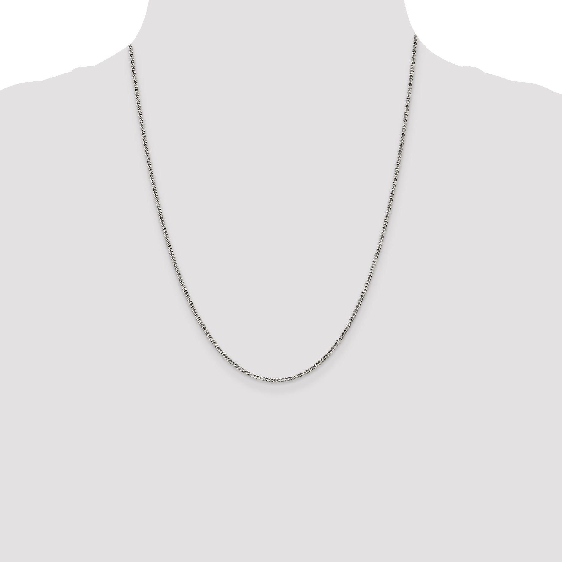 22 Inch Sterling Silver 1.75mm Curb Chain Necklace