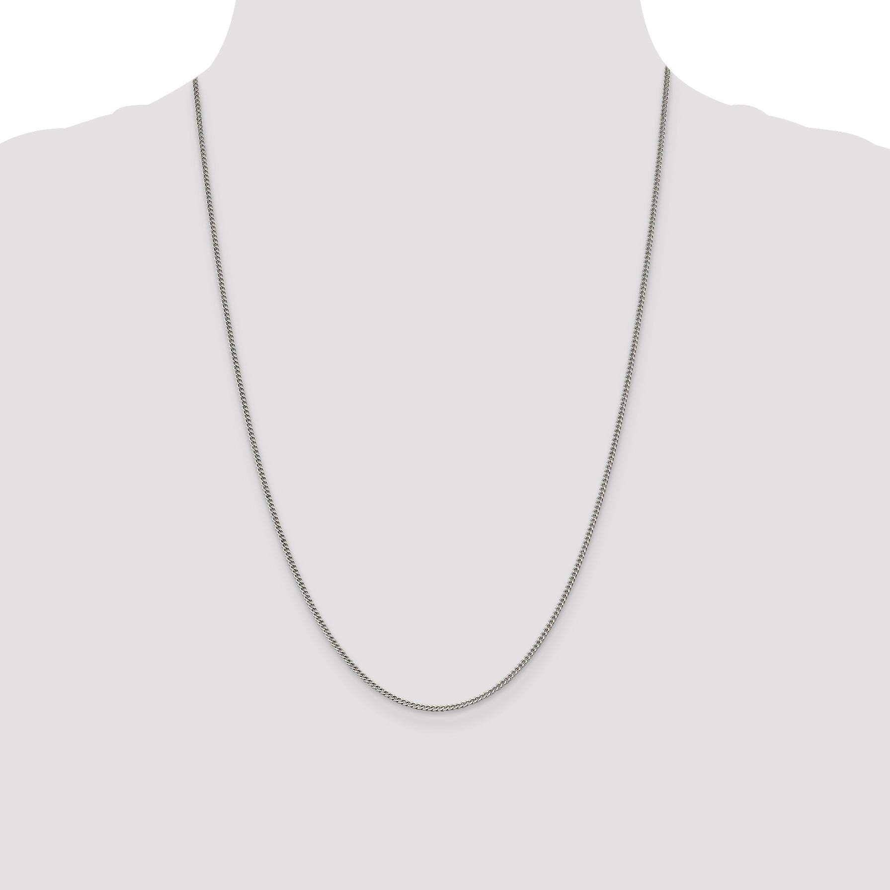 24 Inch Sterling Silver 1.75mm Curb Chain Necklace