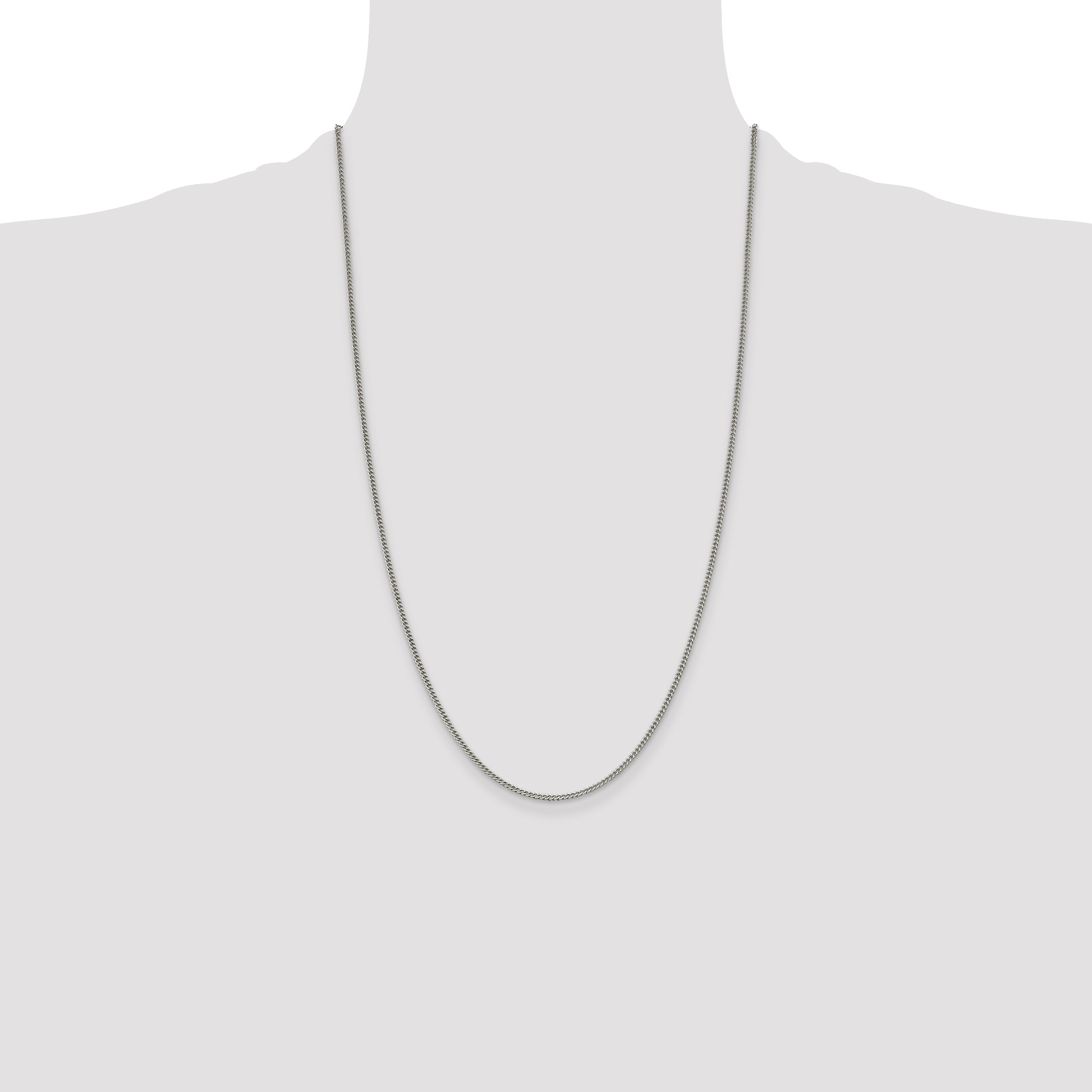 26 Inch Sterling Silver 1.75mm Curb Chain Necklace