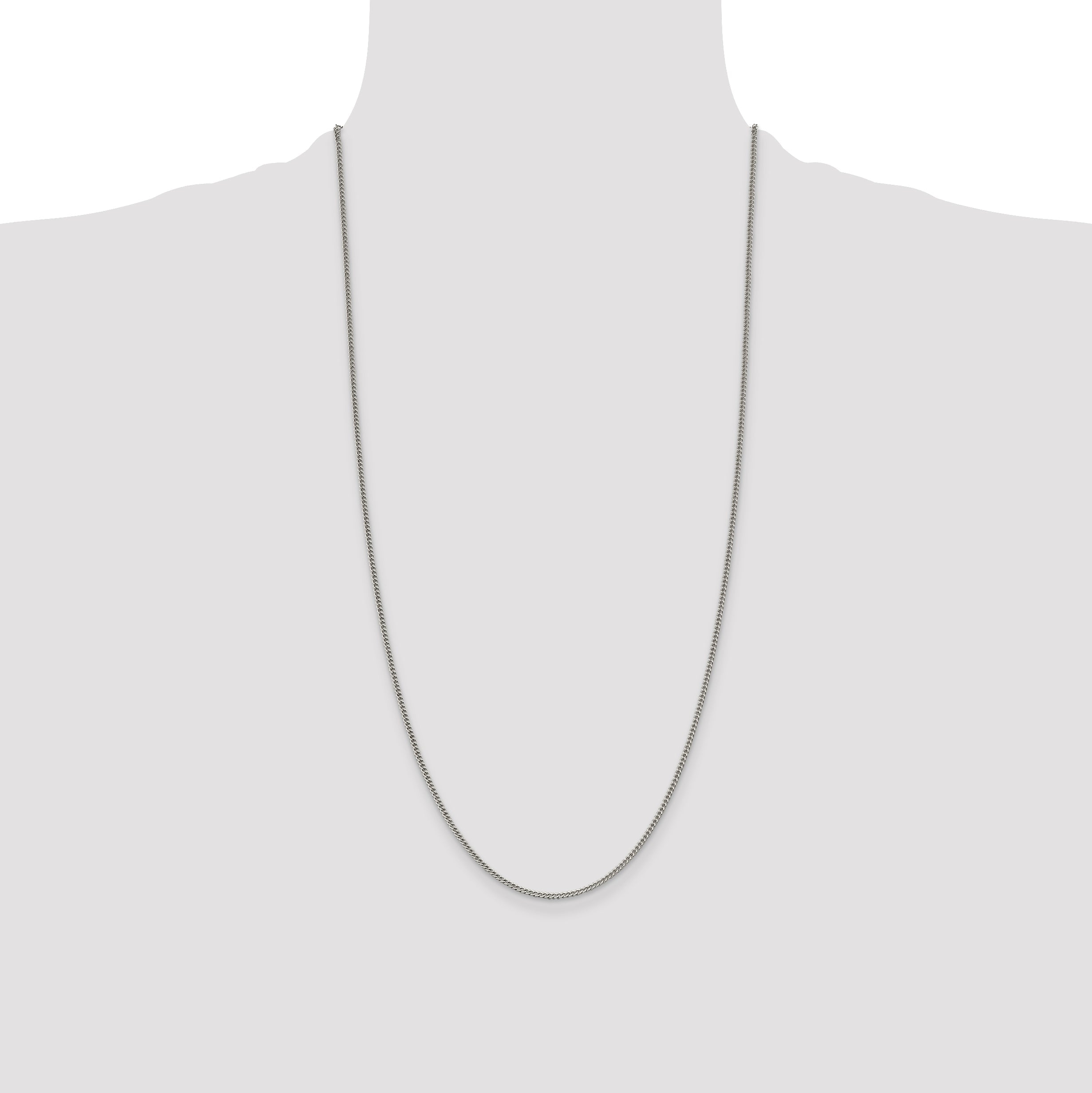 28 Inch Sterling Silver 1.75mm Curb Chain Necklace