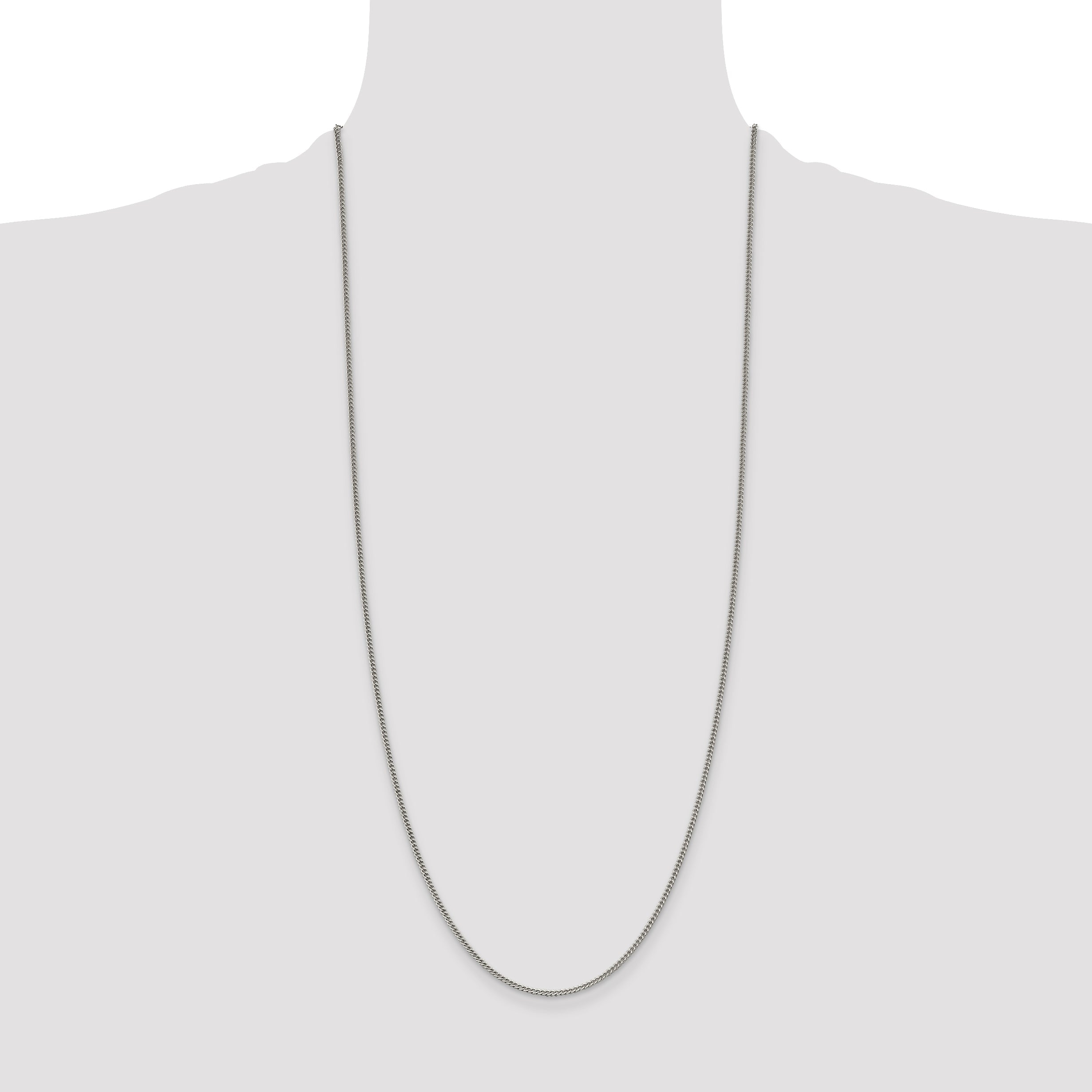 30 Inch Sterling Silver 1.75mm Curb Chain Necklace