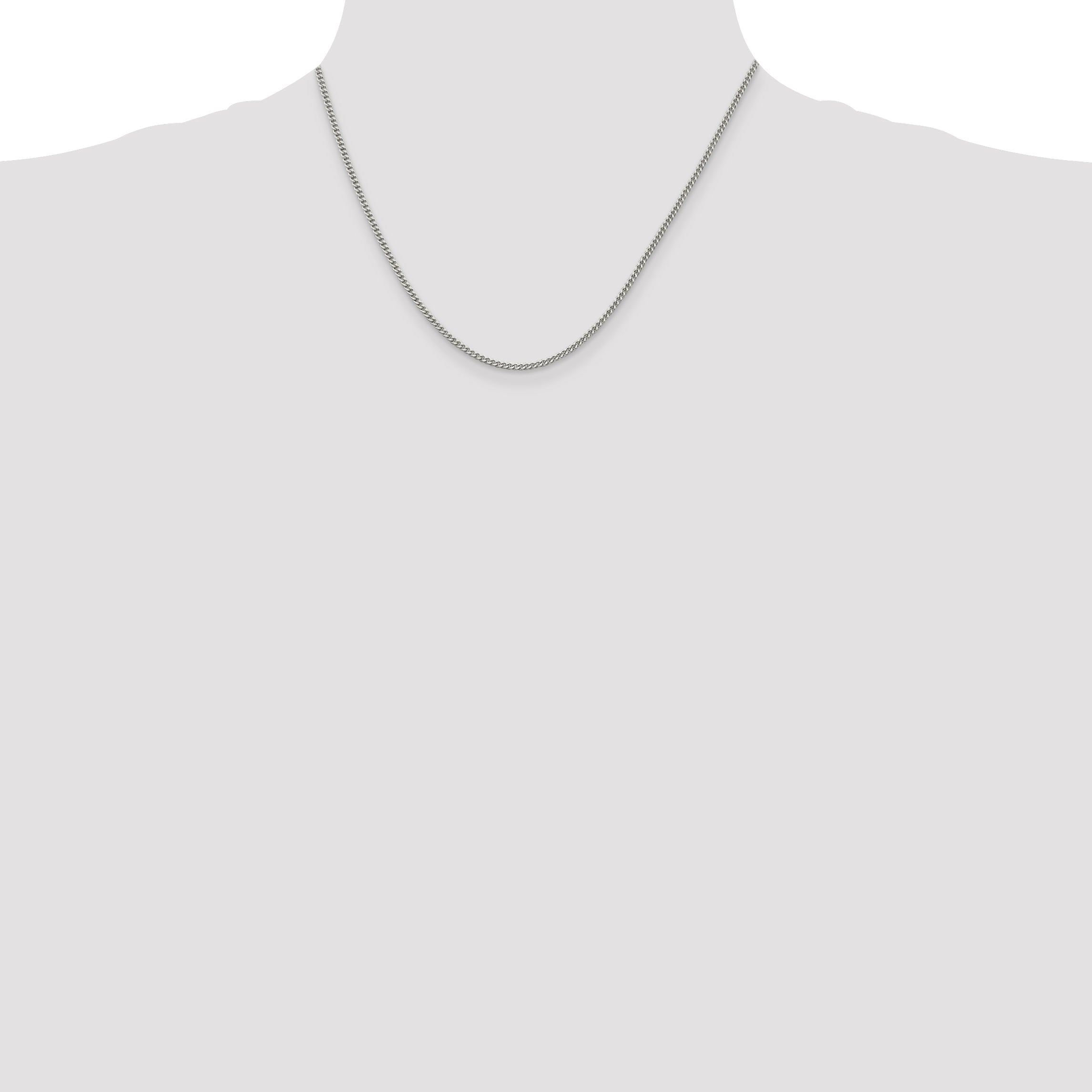 18 Inch Sterling Silver 2mm Curb Chain Necklace