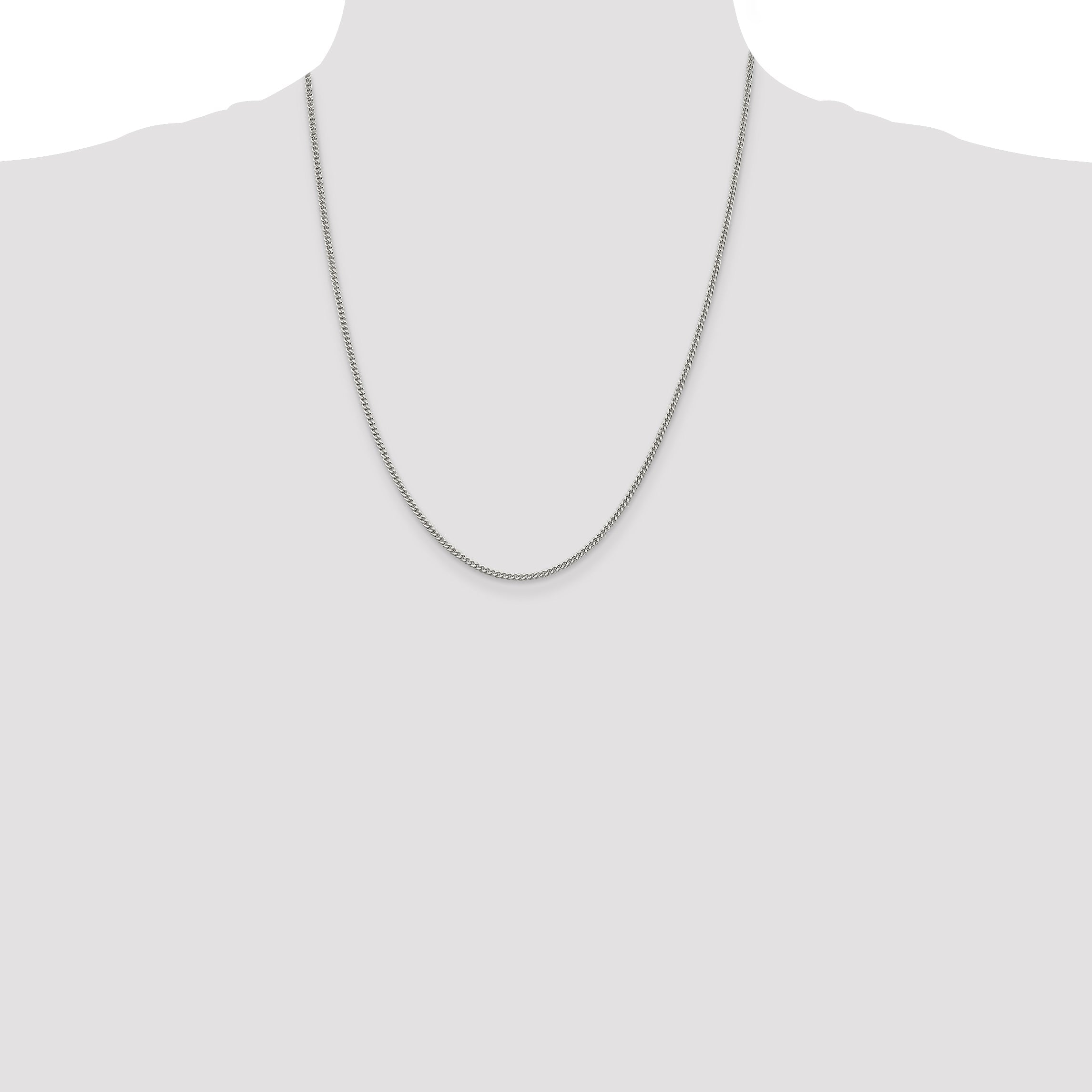 22 Inch Sterling Silver 2mm Curb Chain Necklace
