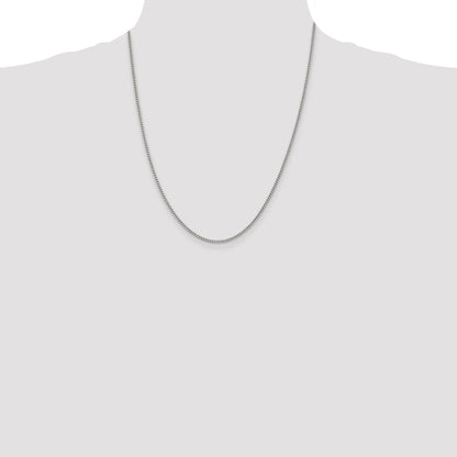 22 Inch Sterling Silver 2mm Curb Chain Necklace