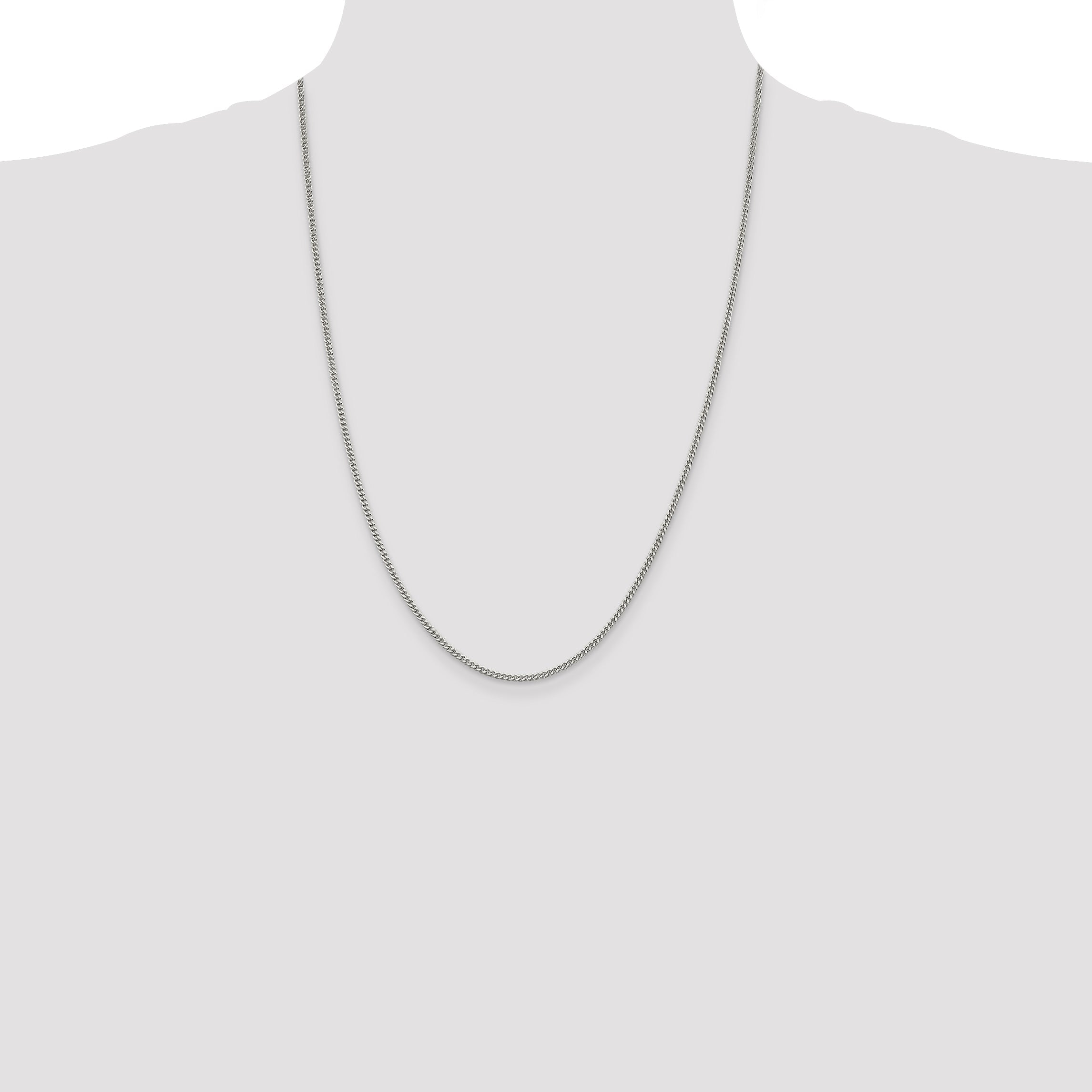 24 Inch Sterling Silver 2mm Curb Chain Necklace