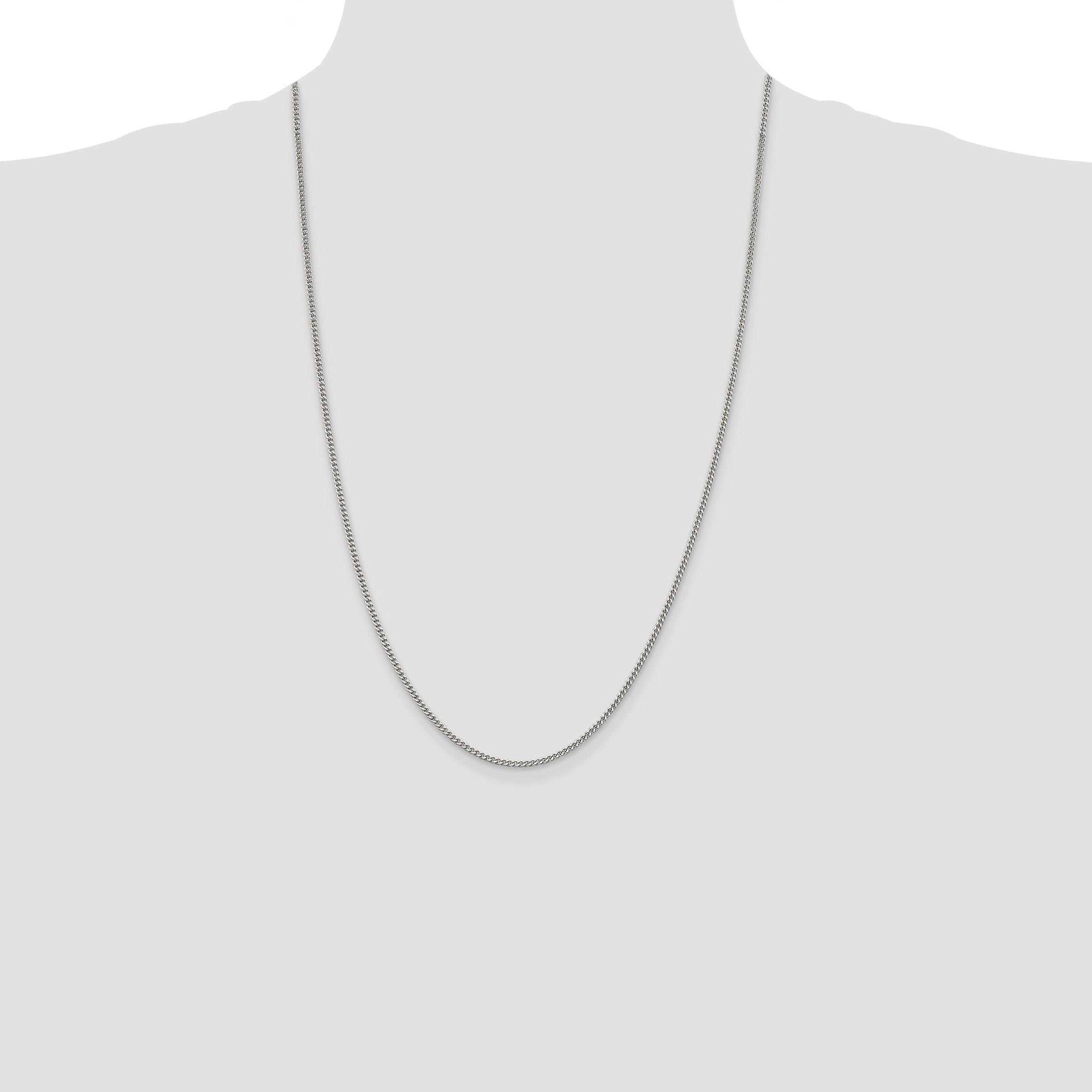 26 Inch Sterling Silver 2mm Curb Chain Necklace