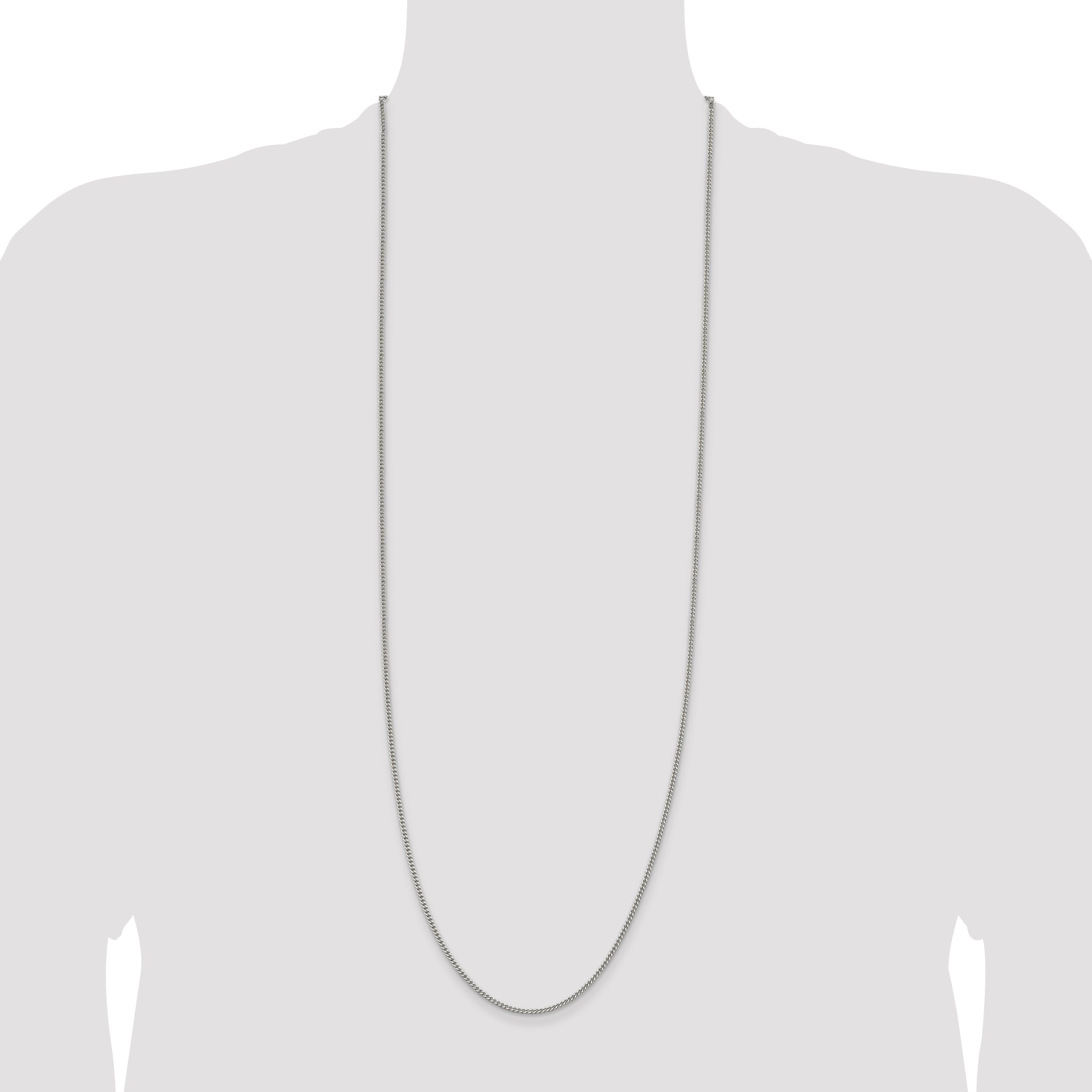 36 Inch Sterling Silver 2mm Curb Chain Necklace