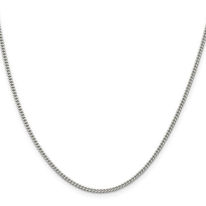 30 Inch Sterling Silver Rhodium-Plated 2mm Curb Chain Necklace