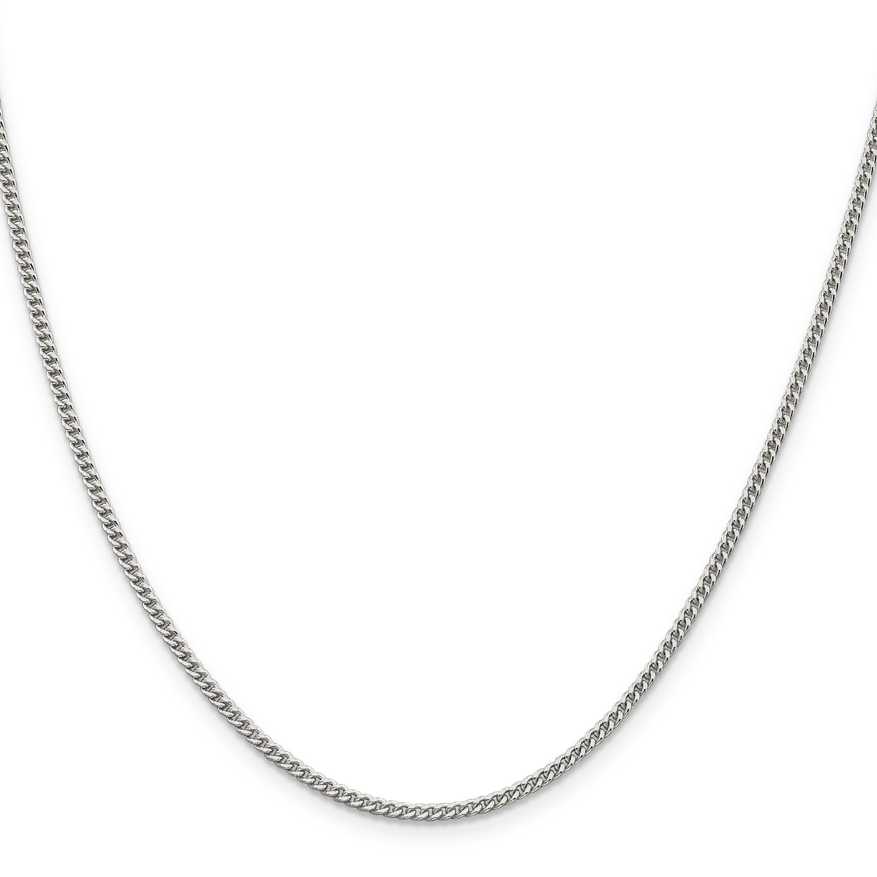 18 Inch Sterling Silver Rhodium-Plated 2mm Curb Chain Necklace