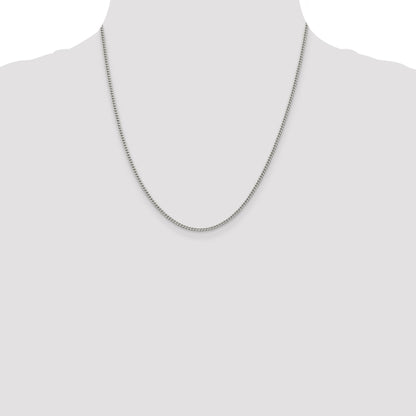 20 Inch Sterling Silver Rhodium-Plated 2mm Curb Chain Necklace