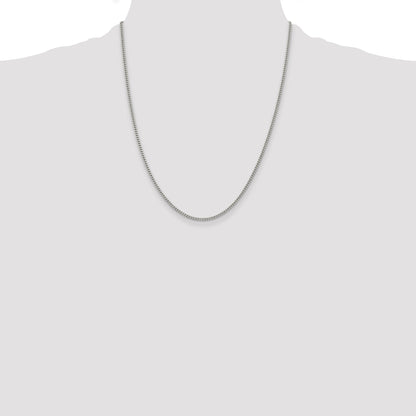 22 Inch Sterling Silver Rhodium-Plated 2mm Curb Chain Necklace