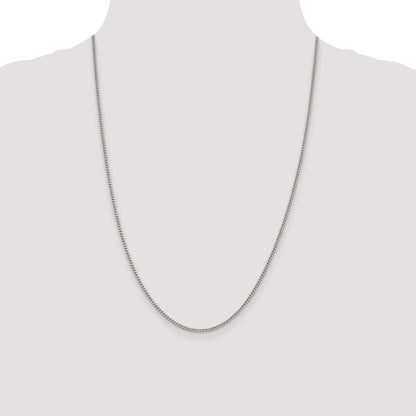 24 Inch Sterling Silver Rhodium-Plated 2mm Curb Chain Necklace