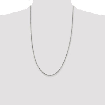 26 Inch Sterling Silver Rhodium-Plated 2mm Curb Chain Necklace