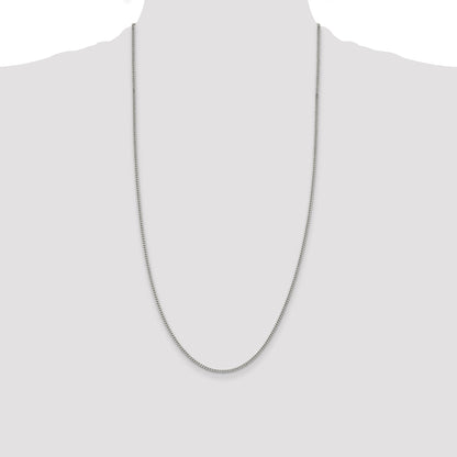28 Inch Sterling Silver Rhodium-Plated 2mm Curb Chain Necklace