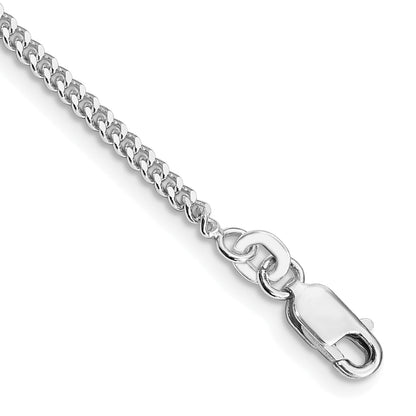 7 Inch Sterling Silver Rhodium-Plated 2mm Curb Chain Bracelet