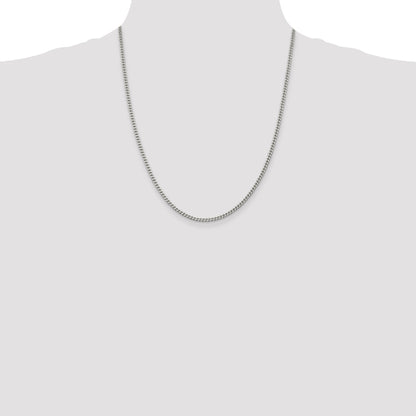 22 Inch Sterling Silver 3mm Curb Chain Necklace