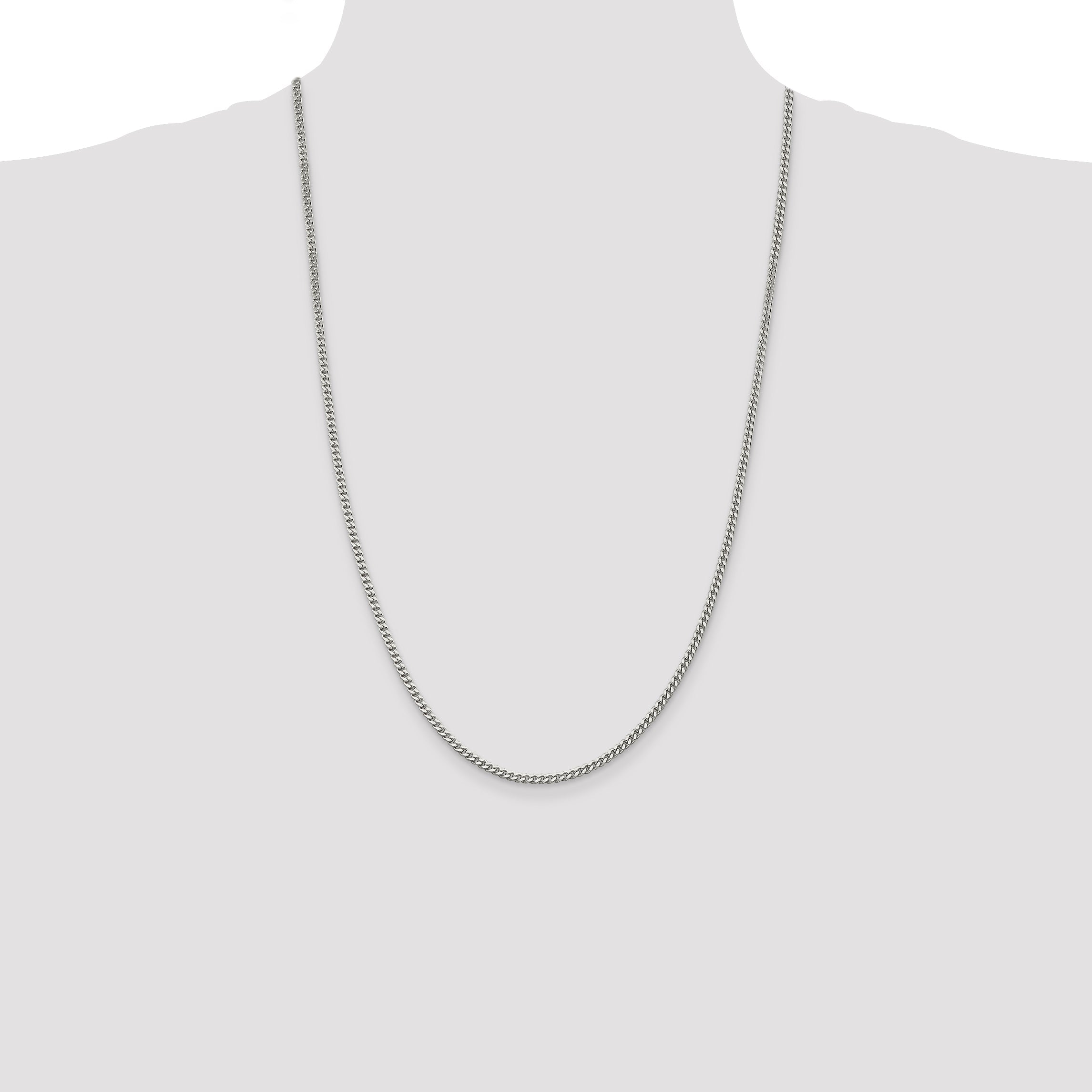 26 Inch Sterling Silver 3mm Curb Chain Necklace