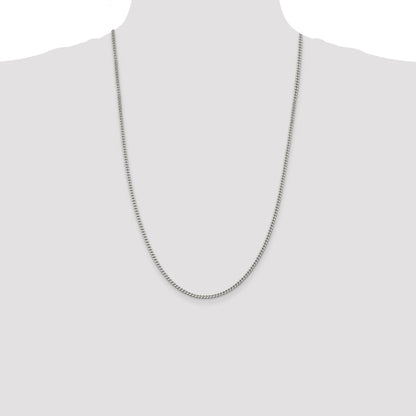 26 Inch Sterling Silver 3mm Curb Chain Necklace