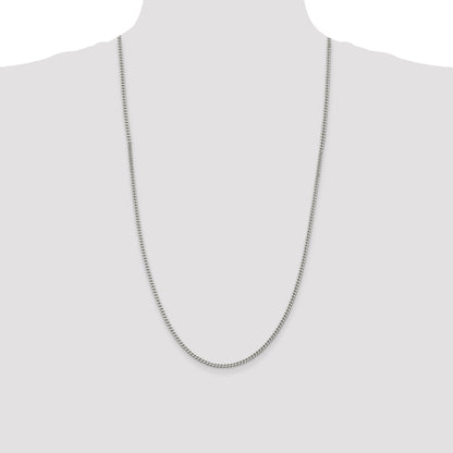 28 Inch Sterling Silver 3mm Curb Chain Necklace